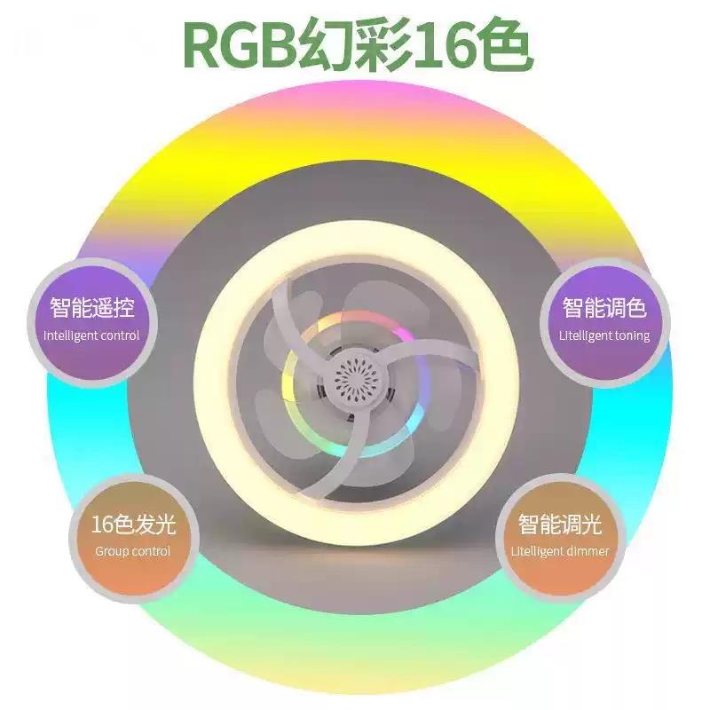 0风扇灯卧室灯遥控风扇度静音36旋转书房螺口炫香氛摇头LED彩灯