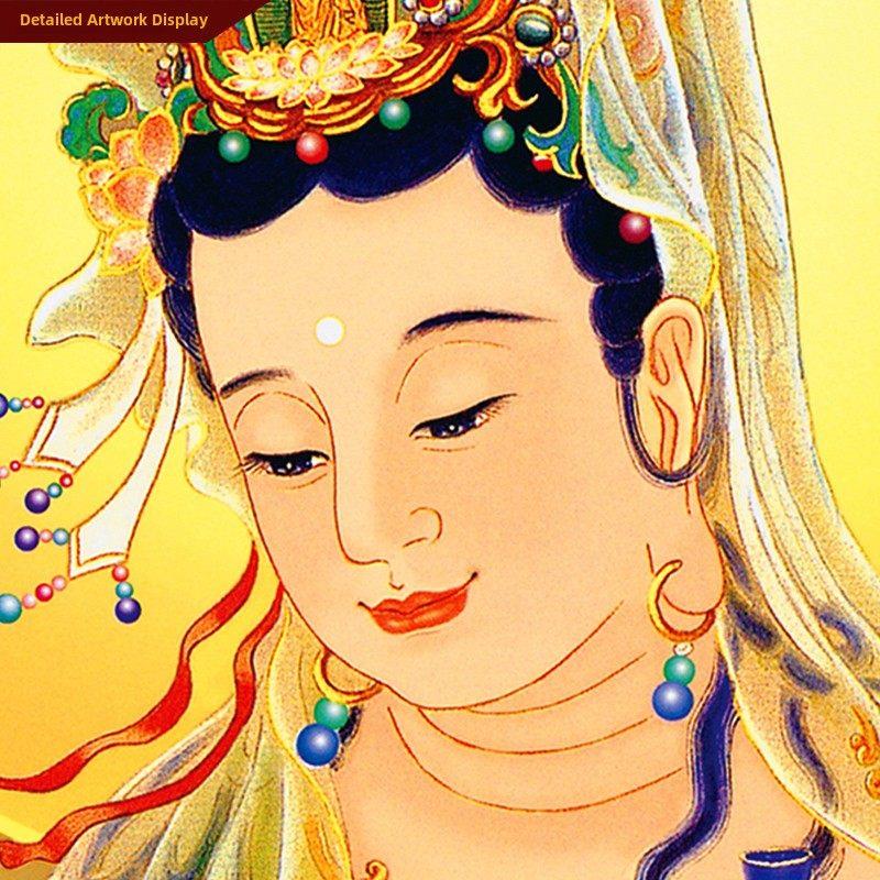 佛堂装饰,中殿三联画,客厅入口装饰画,佛像,观音菩萨像,祭祀