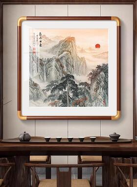 泰山日出图挂画入户玄关壁画有山无水靠山图办公室客厅装饰画国画