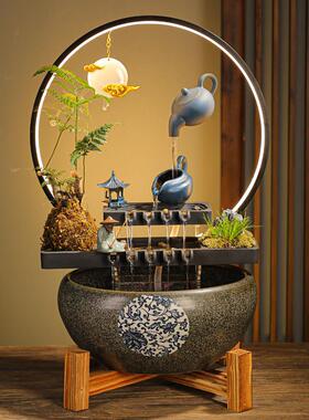 流水摆件循环水办公室客厅桌面景观鱼缸招财生财创意家居装饰礼品