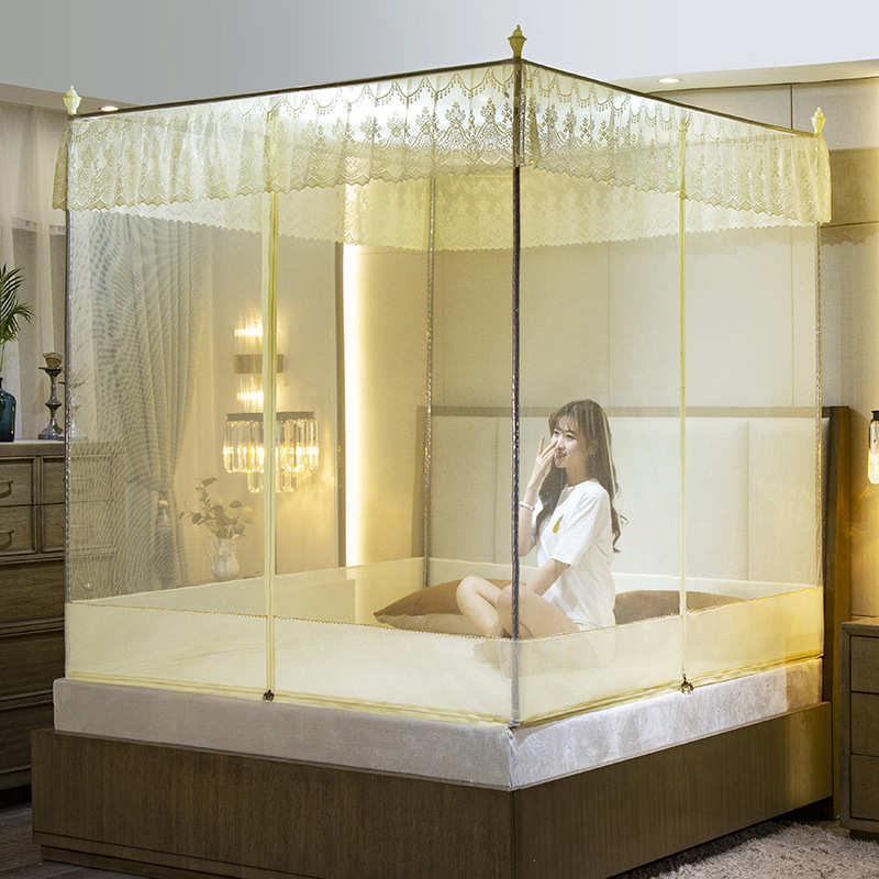 1支架门帐儿童坐床蒙古包家用..三开蚊帐15m摔防拉链8方型床有底t