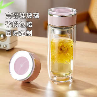 高颜值高硼硅玻璃杯双层办公室水杯简约便携车载家用泡茶杯子批发