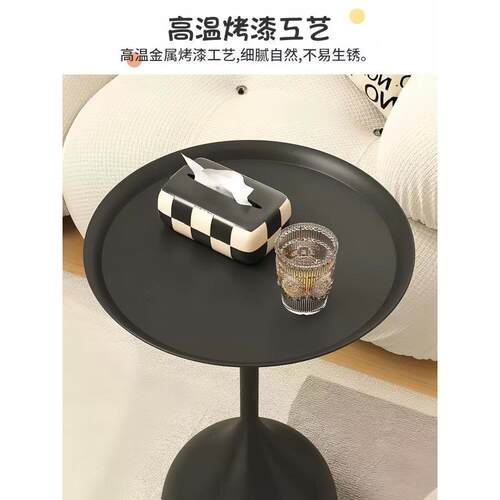 COCO 轻奢沙发边几客厅家用茶几覆古角几铁艺床头置物阳台小圆桌