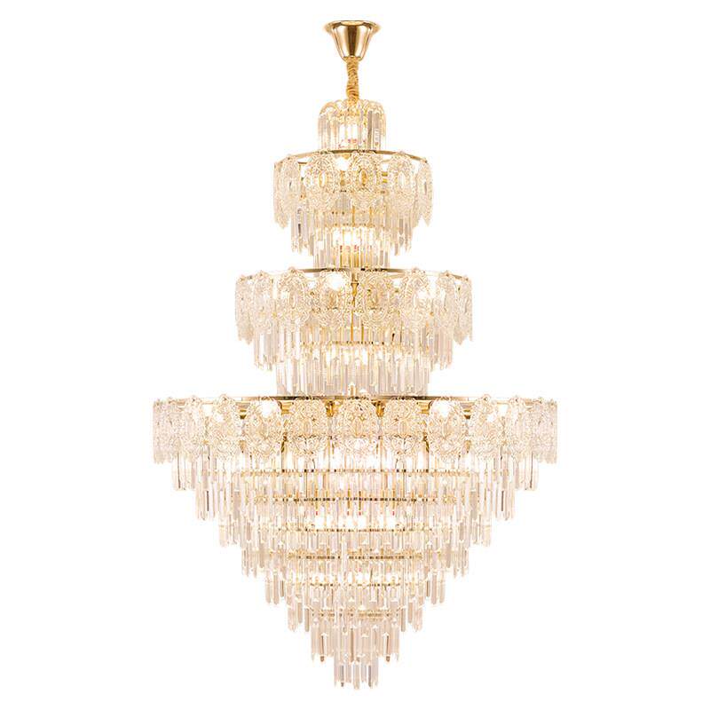 覆式楼客厅大吊灯别墅楼中楼欧式水晶灯后现代轻奢旋转楼梯长吊灯
