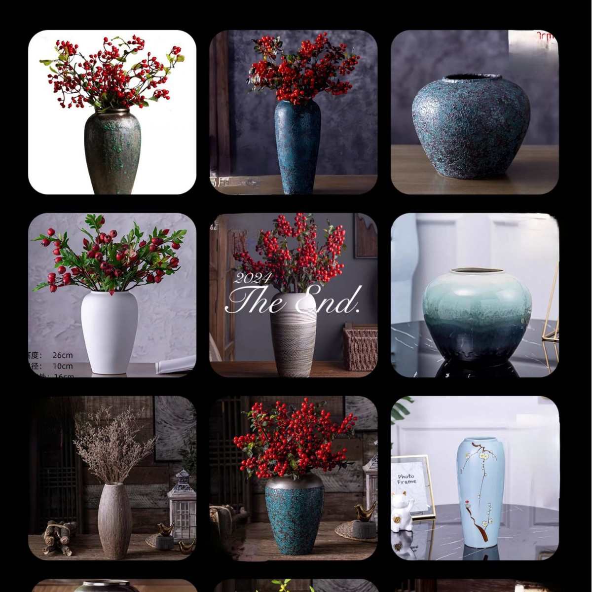 陶瓷落地摆件客厅陶罐复古装饰插花瓶大号花盆花种中式景德镇