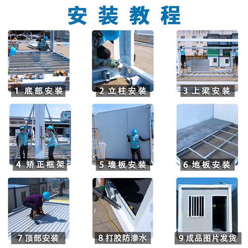 集001家装箱移动动板彩钢住人集成房屋用办房公室拆卸组装临时活