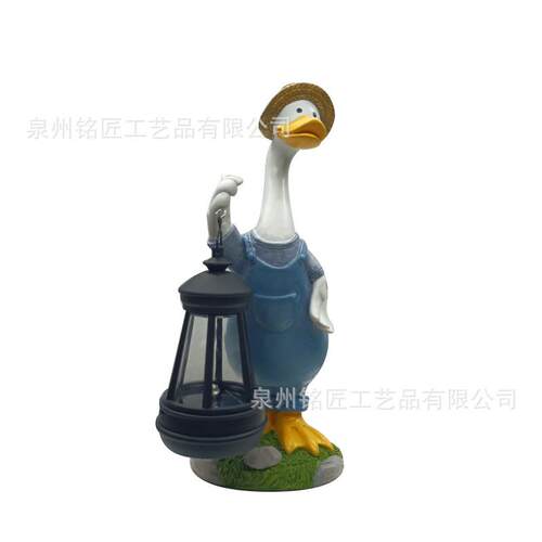 跨境美式情侣鸭子太阳能灯花园摆件庭院可爱动物户外草坪树脂雕塑
