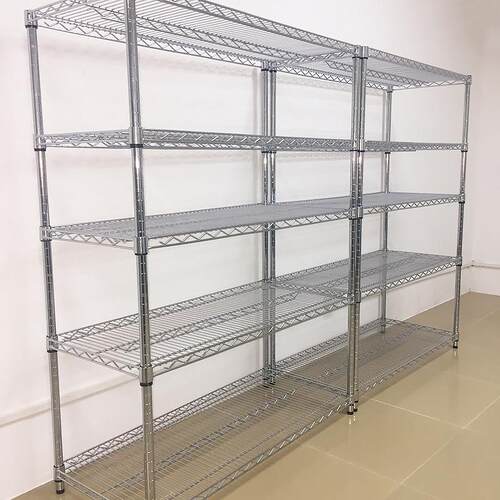 置物架不锈钢色货架可移动物料架重型置物架家用收纳层架阳台层架