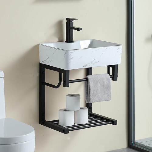 陶瓷挂墙式洗手盆阳台洗脸柜组合家用卫生间面盆小户型洗漱台30CM