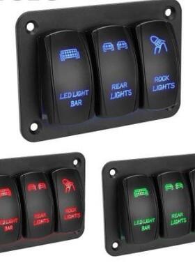 12v/24v3组摇臂开关控制面板拨动开关LED灯用于汽车汽车船用