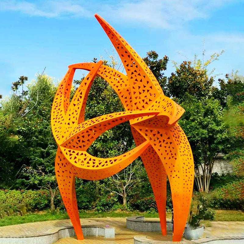 海星不锈钢雕塑户外镜面镂空艺术品大型景观园林金属城市小品雕像