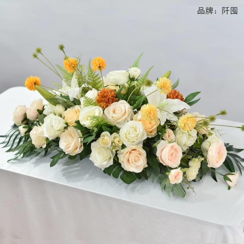 会议桌花长桌摆花仿真花商务活动签到台电视柜茶几装饰台花餐桌花