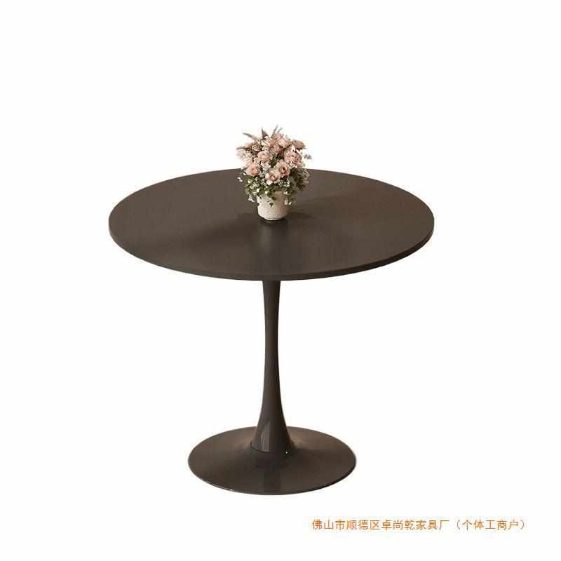 网红白色北欧风ins小圆形洽谈桌奶茶咖啡店桌椅组合郁金香餐饭桌