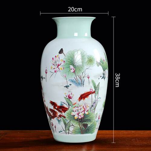 高档博古架景厅德镇陶瓷器花瓶件客花家居现代中式小装饰插品青花