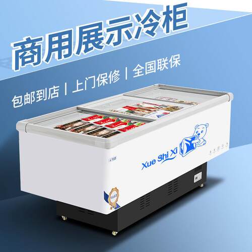 新款保鲜冰柜商用冷链大冰柜岛柜速冻雪糕饮料海鲜展示柜大容量