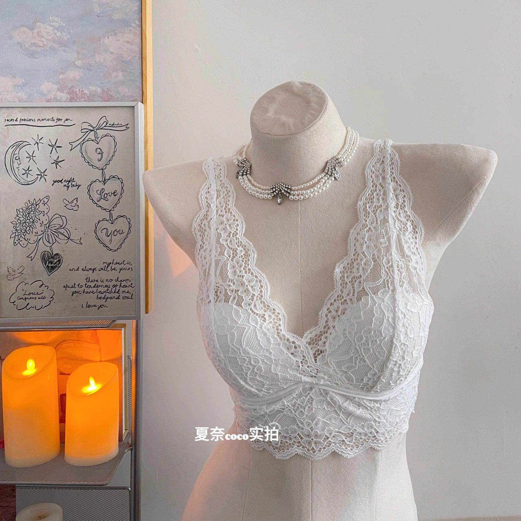 韩系蕾丝吊带内搭小胸聚拢美背无钢圈内衣叠穿夏季薄款背心式文胸