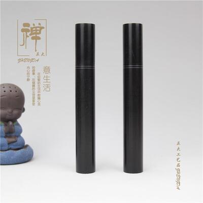 黑木香筒镶9008银质丝拔口嵌银丝简约盘玩木线香管香薰桶香檀线具