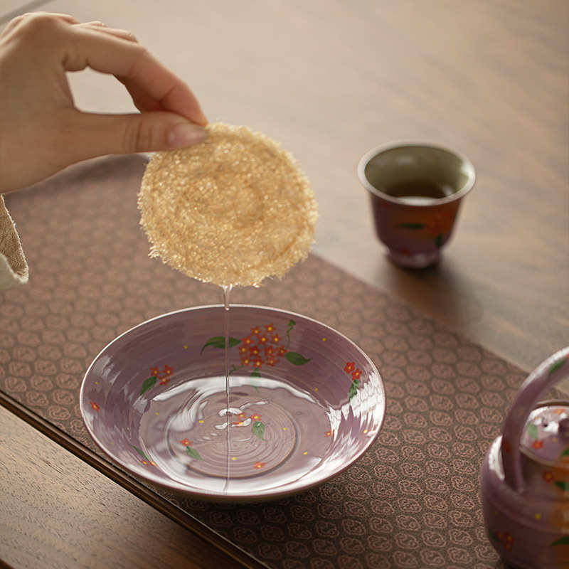 景德镇纯手绘大壶承托盘陶瓷茶具杯垫果盘高颜值茶具配件茶桌摆件