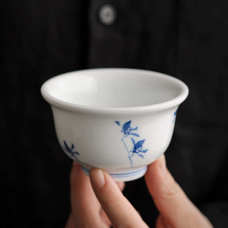 猪油瓷釉喝压下白杯陶纯主人功夫茶杯手绘茶杯高档手茶杯个人茶具
