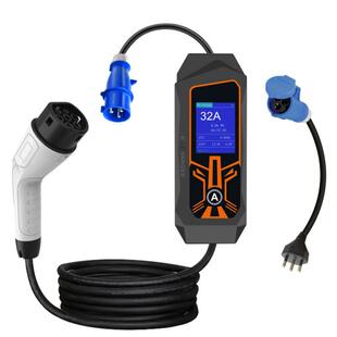 新能源便携式充电枪32A7KW巴西插转接充电器家用随车充交流充电枪
