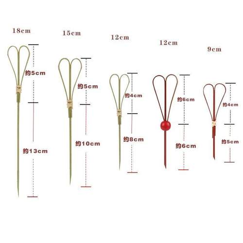 长牙签水果签15cm一次性打结竹签艺术签花结串手指环剪刀签ktv鸡