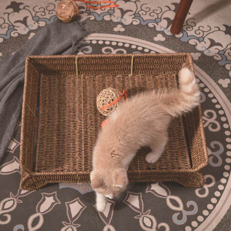 猫窝四季屋通用宠物用品藤编狗窝工手编舒织适透气猫床176小犬猫