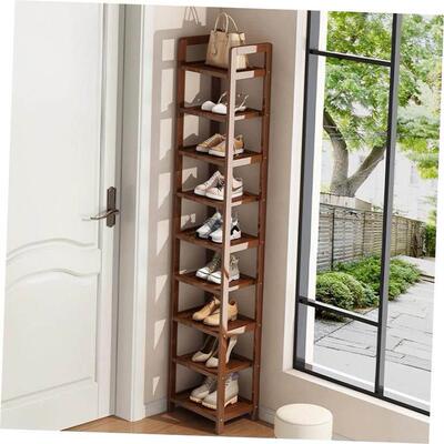 Wooden small shoe rack household multi layer storage shelf