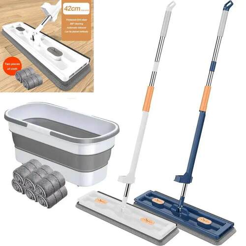 Enlarged Floor Mop Bucket Set Hand Washing Free Lazy Mop Squ
