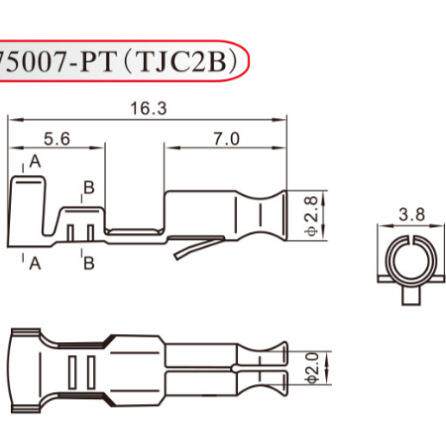 红星连接器TJC2B-PT 连绕端子 插簧 HX75007-PT 一盘4000只