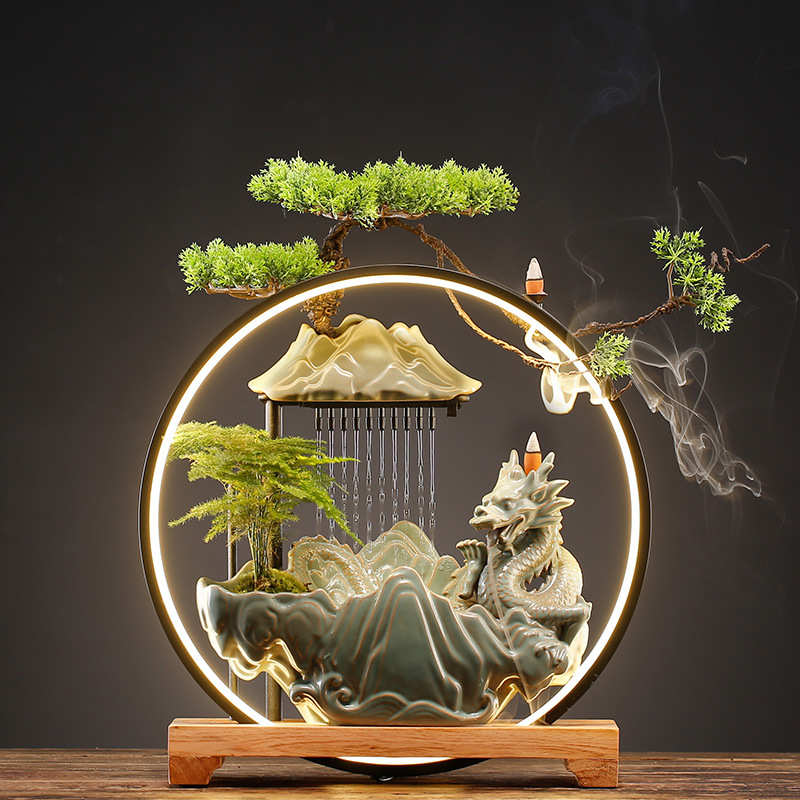 流水摆件创意龙办公室桌面客厅家居装饰循环水开业乔迁招财礼品