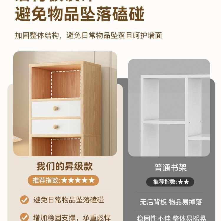 书架置物架落地简易家用多层客厅柜子收纳储物柜窄缝靠墙带门书柜