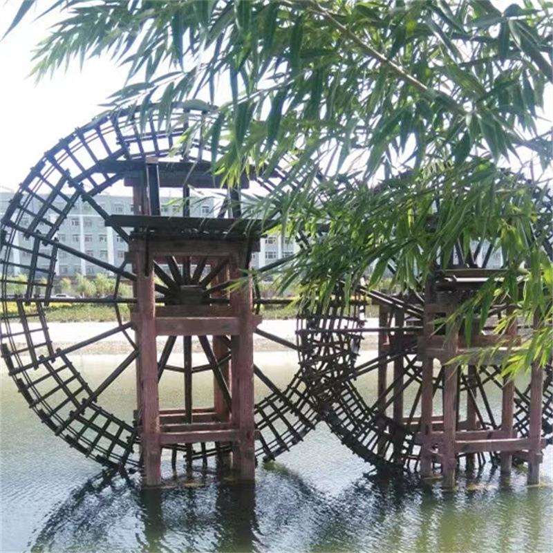 无穷大室外大型装饰钢木金属水车 浇地机械黄河大水车制作技艺