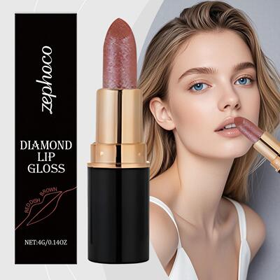 ZEPHOCO Red-Brown Diamond Lip Gloss Shimmer Lipstick, offeri
