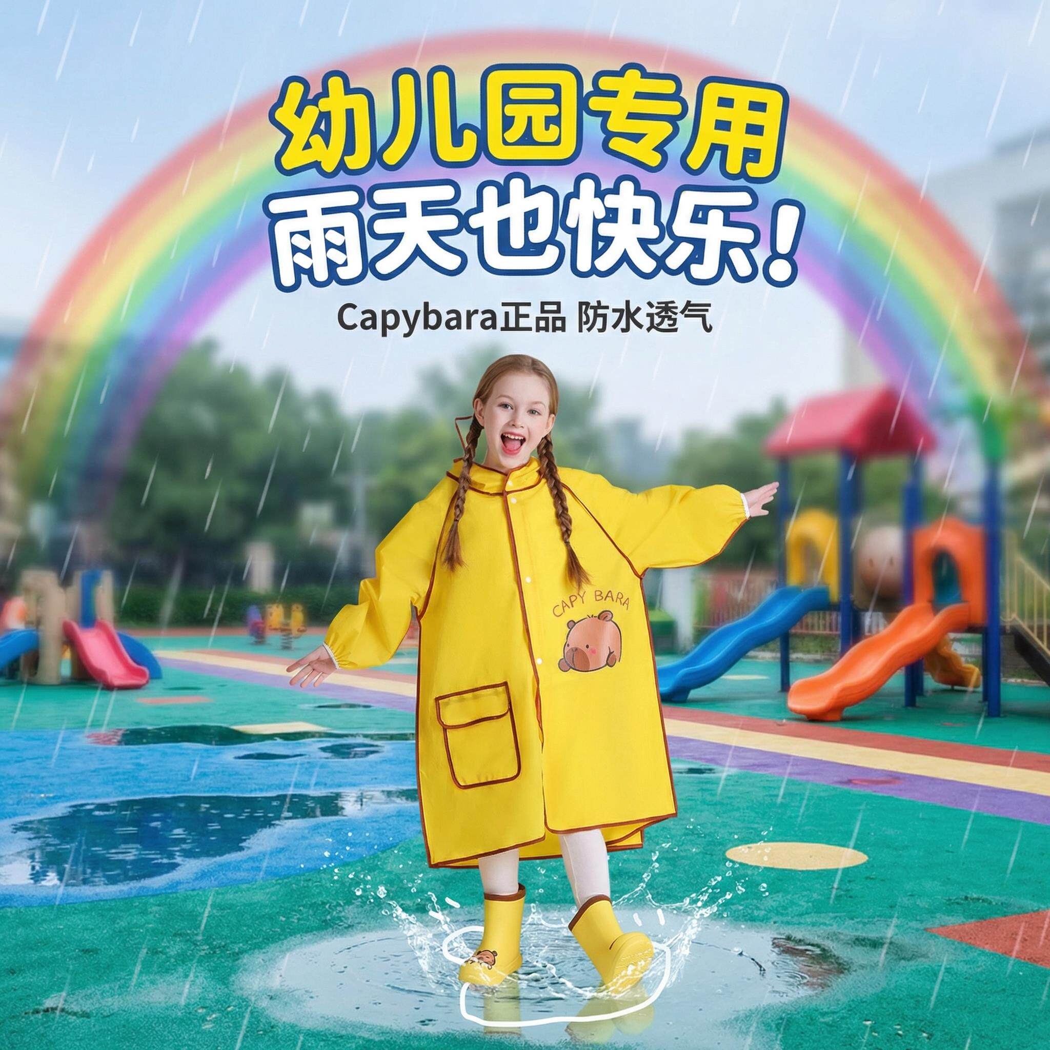儿童雨衣幼儿园专用雨衣雨鞋套装小学生上学可背书包女孩宝宝男孩