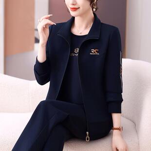 中款年妈妈衣875614春装外套新中老年跑步动服套装运女春秋上三件