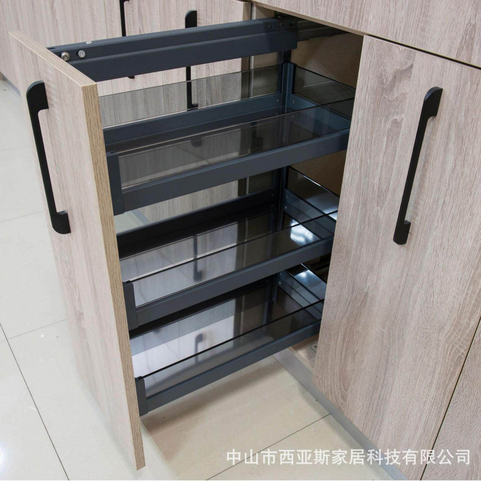 侧装式窄拉篮浴室柜配套衣柜收纳玻璃款通用深度零食收纳拉篮