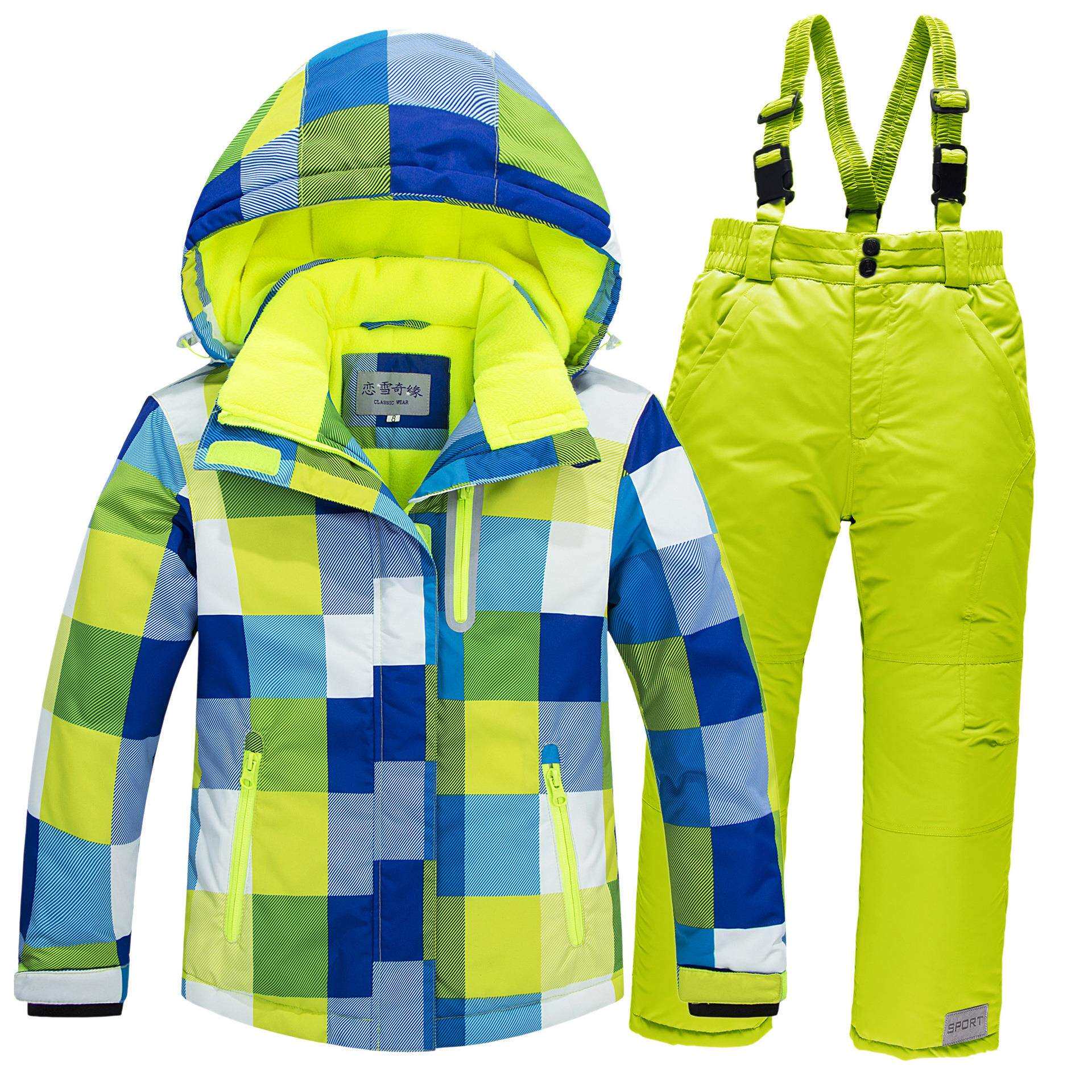 儿童滑雪服套装加厚防水男童女童防寒户外服装防风两件套雪乡