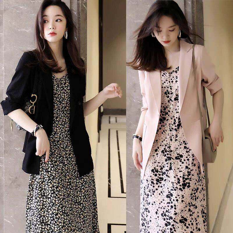2025新款早秋季减龄时尚两件套装女高端西装胖mm连衣裙加大码女装