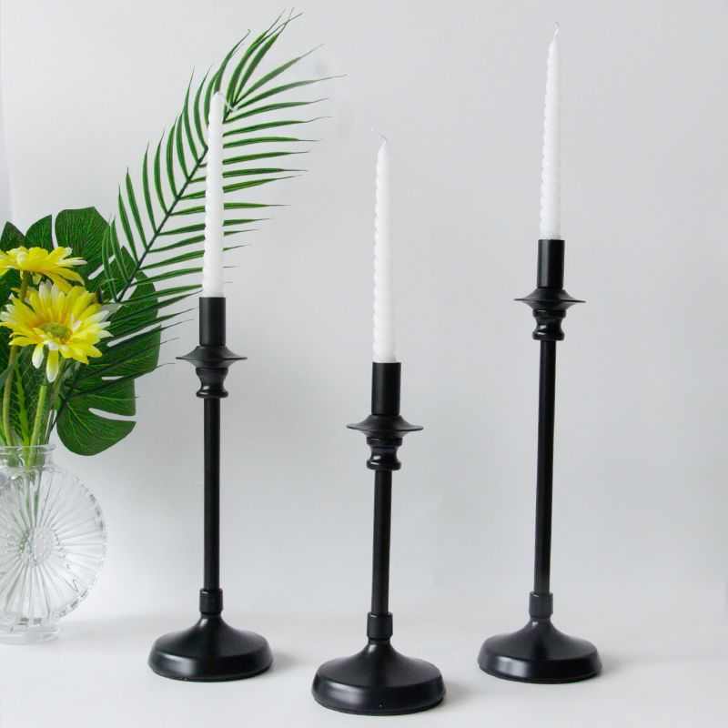 黑色铁艺烛台复古餐桌摆件婚庆礼现代简约家居装饰烛光晚餐三罗加