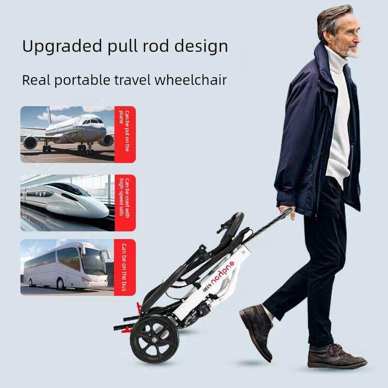 英航手动轮椅车铝合金轻便折叠旅行轮椅便携式轮椅简易老人手推车