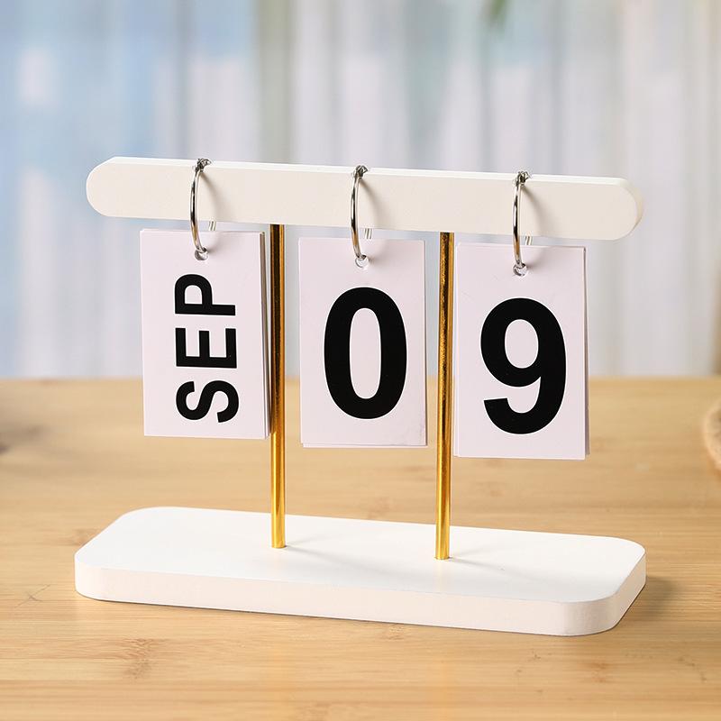 创意日历台历ins风办公桌面客厅文艺复古木质日历翻页装饰小摆件