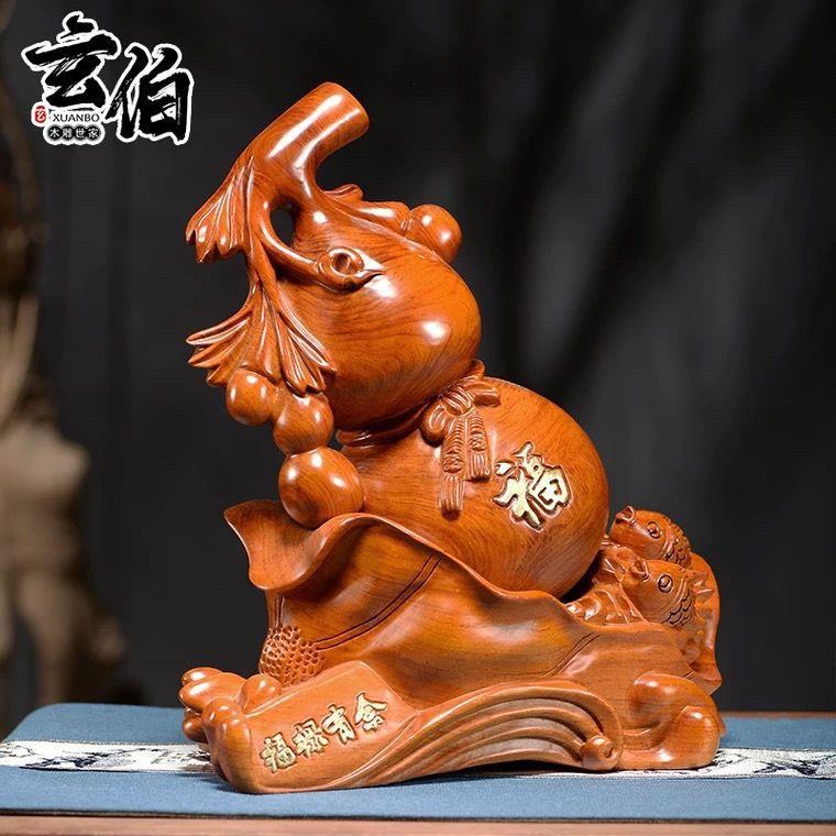 木花梨雕葫木芦摆件QTF实质雕刻福禄有余芦家居装饰酒柜葫博古架