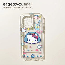 音乐hellokitty猫适用苹果14promax手机壳iPhone13透明1211pro小众1plus卡通5可爱xs少女xr全包x防摔硬壳