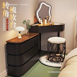 202新妆室738款 实木小户型转角梳妆台三角斗柜一体家用卧墙角5化