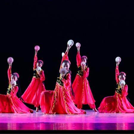 高档八届小荷第风花采表《绽放》舞蹈演出服饰女童新疆维族哈萨演