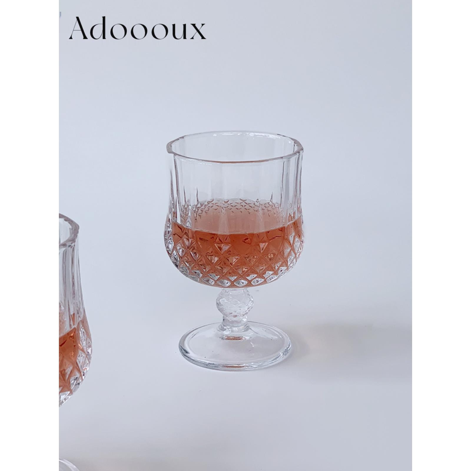 Adoooux 可爱圆肚钻石纹小号果汁果酒杯 无铅玻璃厚实质感