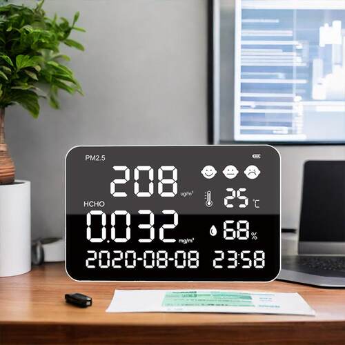 6合1空气质量检测仪大屏PM2.5 粉尘烟尘雾霾甲醛测试仪跨境行家选