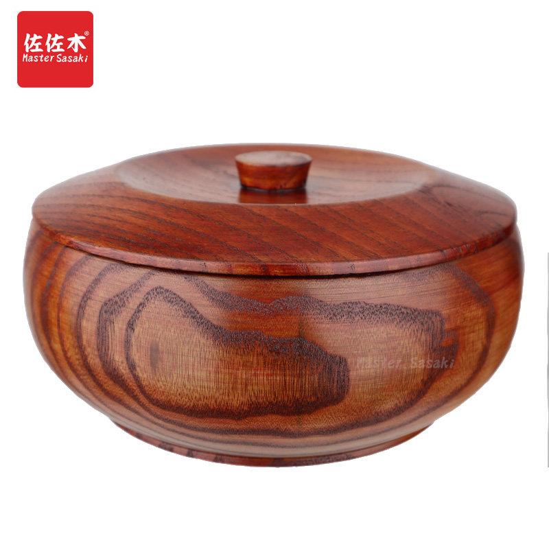 带盖子果盆木碗果子器实木碗汤碗春饼碗酒店原木碗碗盖饭碗 无漆