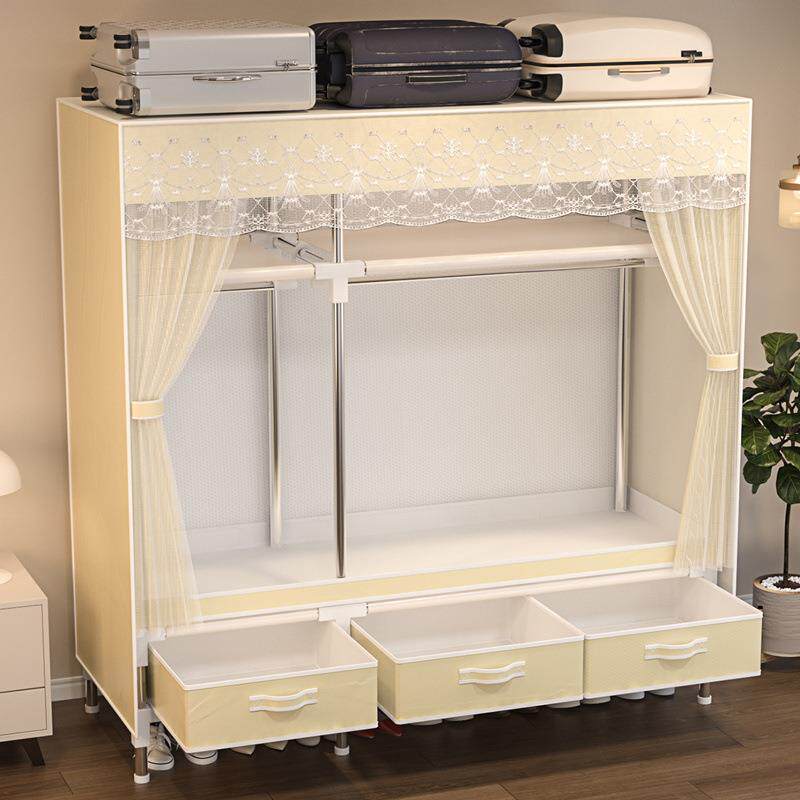 宿舍加固衣柜抽屉式收纳布制简易组装结实耐用卧室衣橱衣架