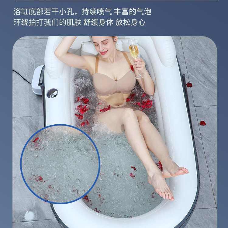 SPA成人泡澡桶充气浴缸水疗机折叠浴桶洗澡SPA浴缸大人家用泡澡桶